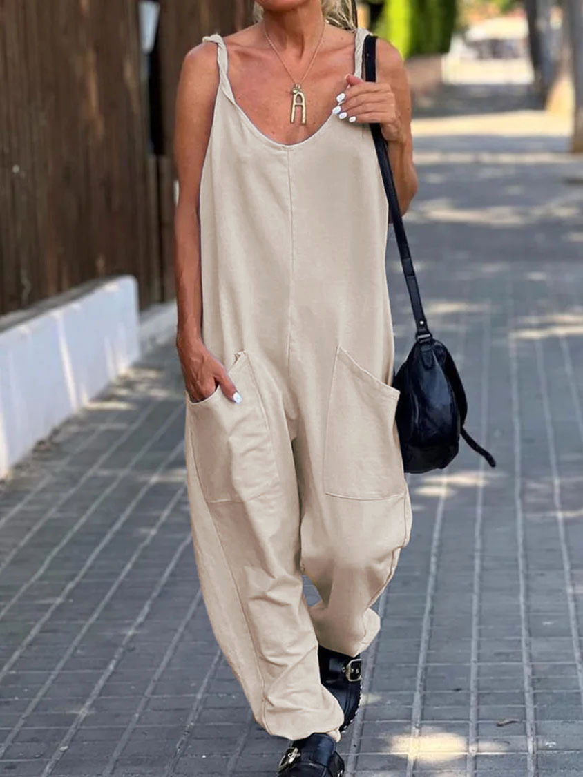 Comfortable Pocket Design Casual Jumpsuit-Datalatt