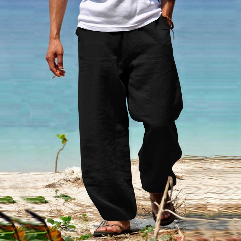 Men'S Vintage Drawstring Casual Cotton Linen Pants-Datalatt
