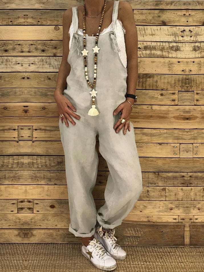 Women's Loose Plus Size Casual Cotton Jumpsuit-Datalatt