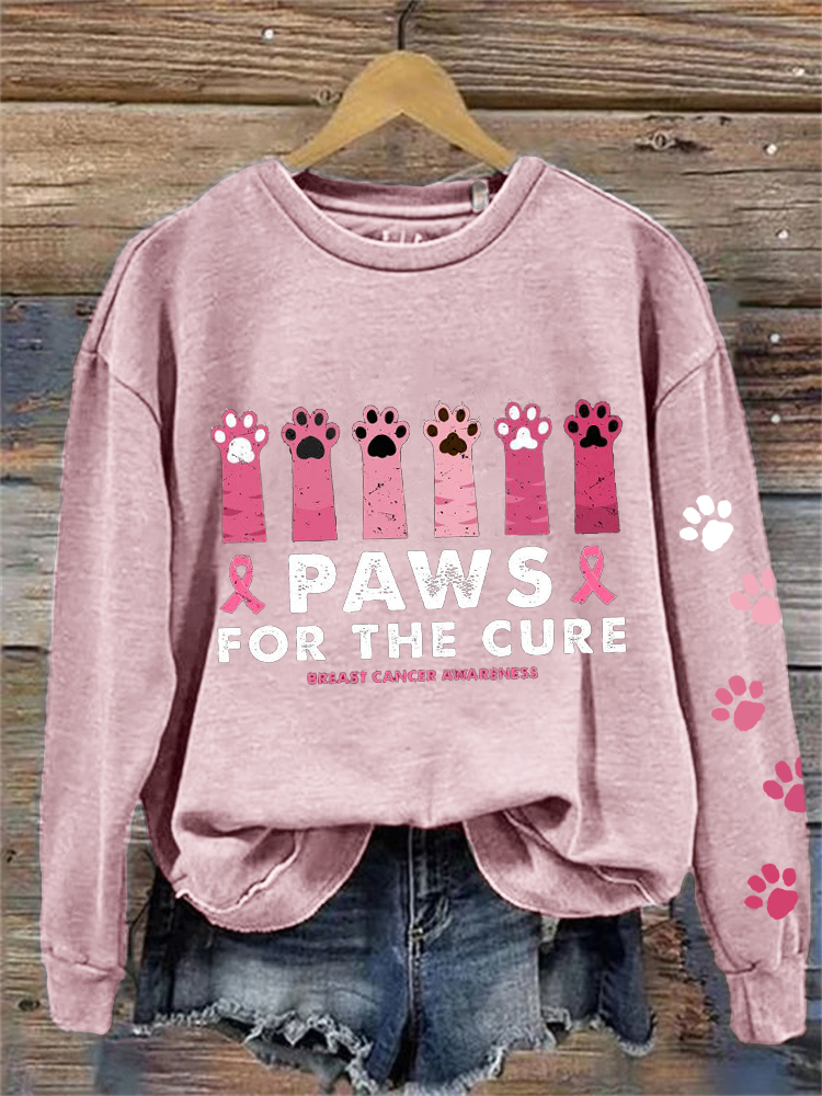 Paws For The Cure Breast Cancer Awareness Sweatshirt-Datalatt