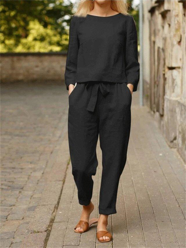 Casual Comfy Top & Pants Suit-Datalatt