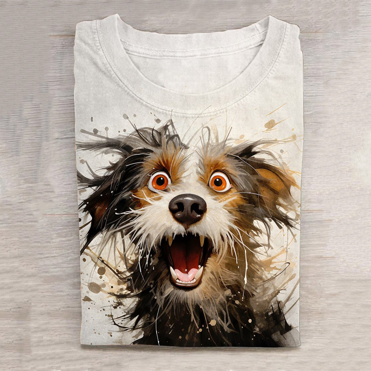 Scribbled Puppy Watercolor Ink Creative Design T-shirt-Datalatt