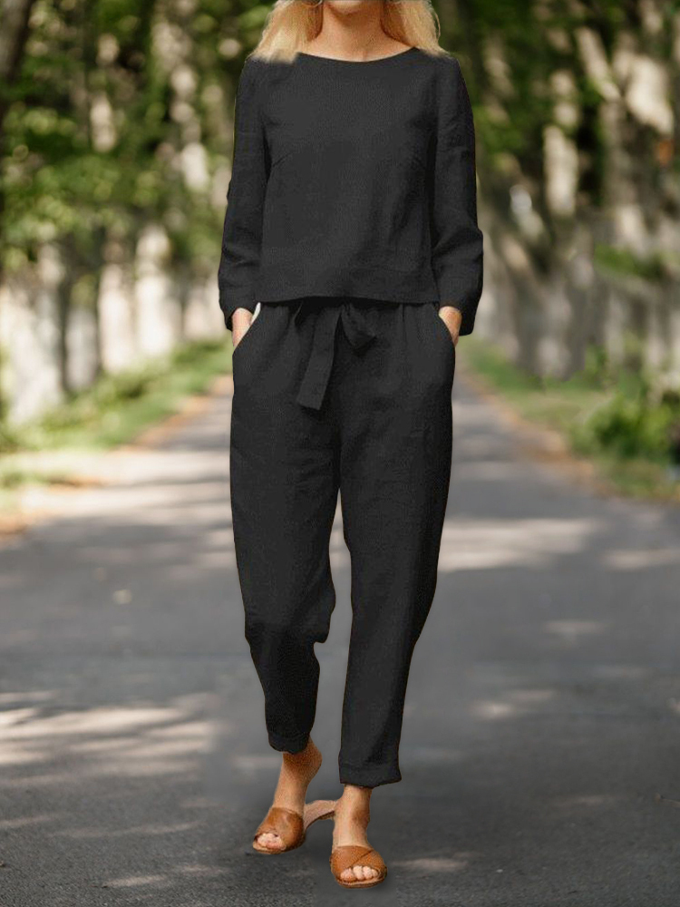 Casual Comfy Top & Pants Suit-Datalatt
