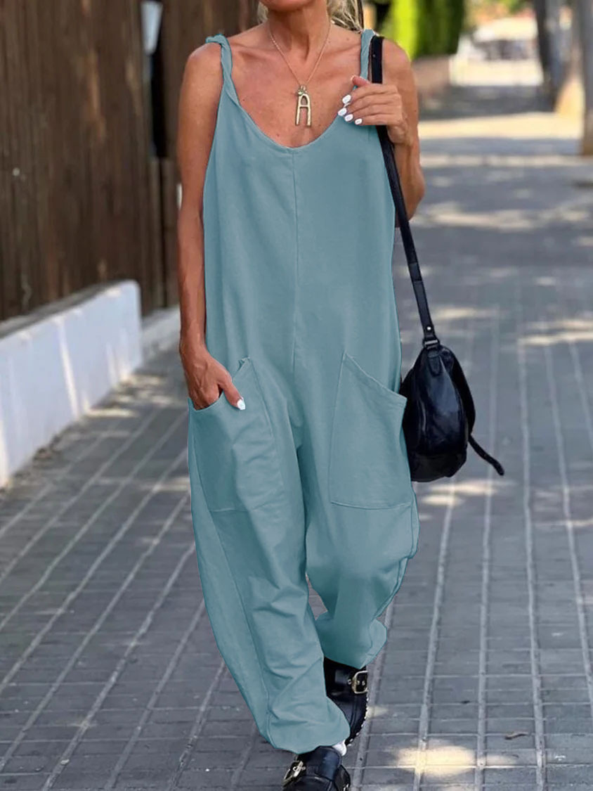 Comfortable Pocket Design Casual Jumpsuit-Datalatt