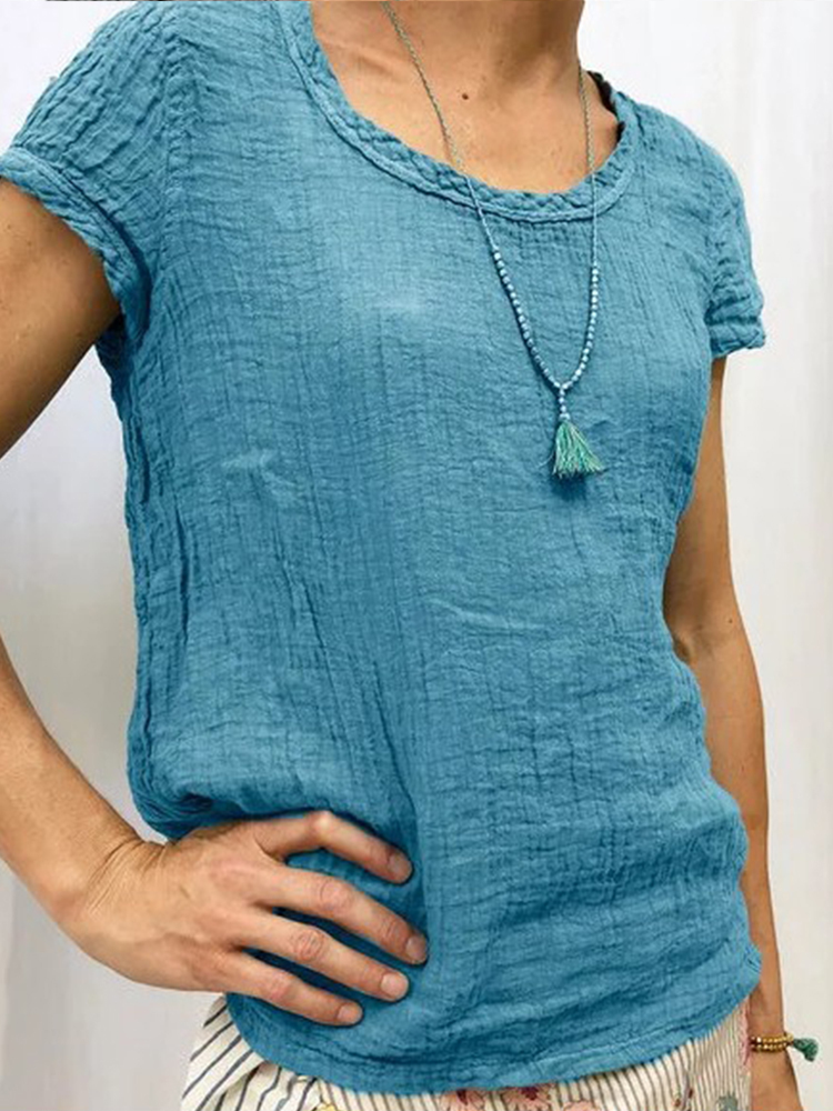 Vintage Crew Neck Casual Tee-Datalatt