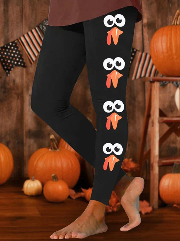 Illy Turkey Face Casual Leggings-Datalatt