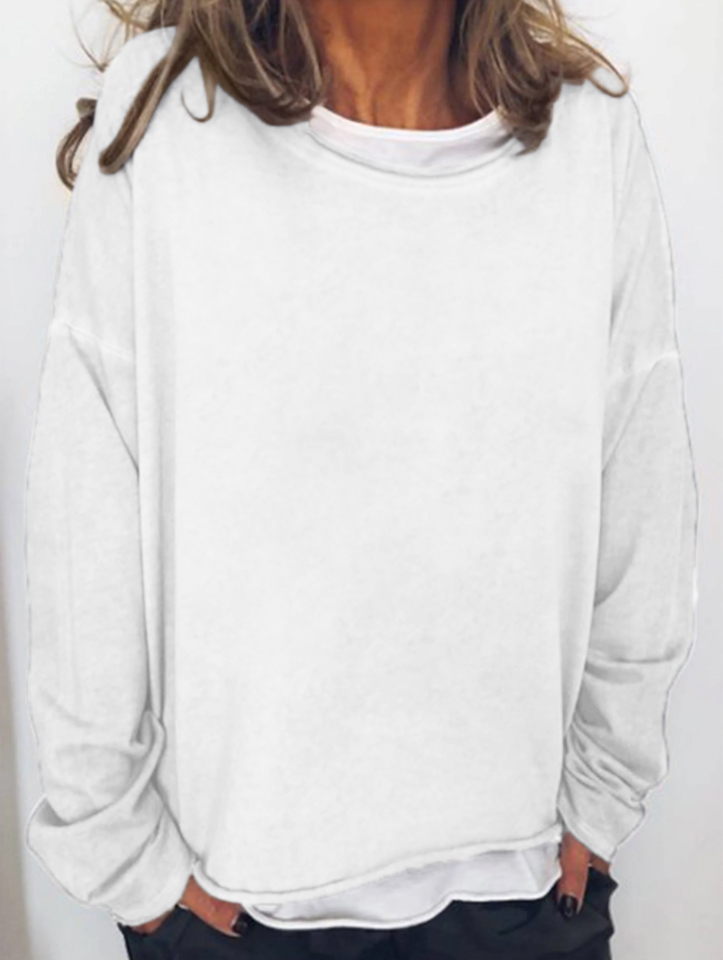Solid Color Casual Loose Women's Sweatshirt-Datalatt
