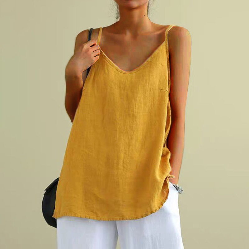 Solid Color Casual Sleeveless Tank Top-Datalatt