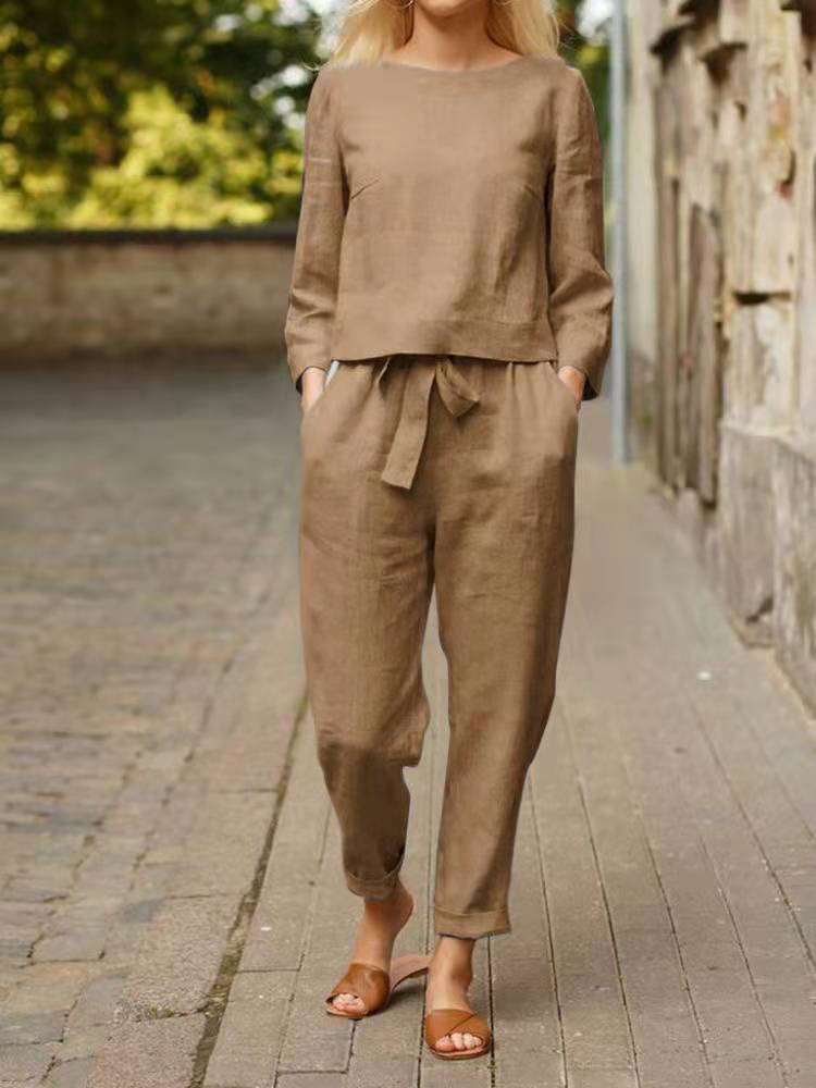 Casual Comfy Top & Pants Suit-Datalatt