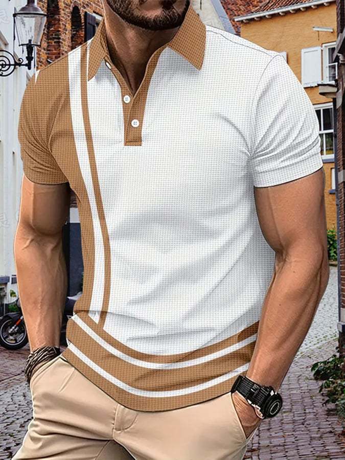 Men's Waffle Fabric Casual Golf Polo Shirt-Datalatt