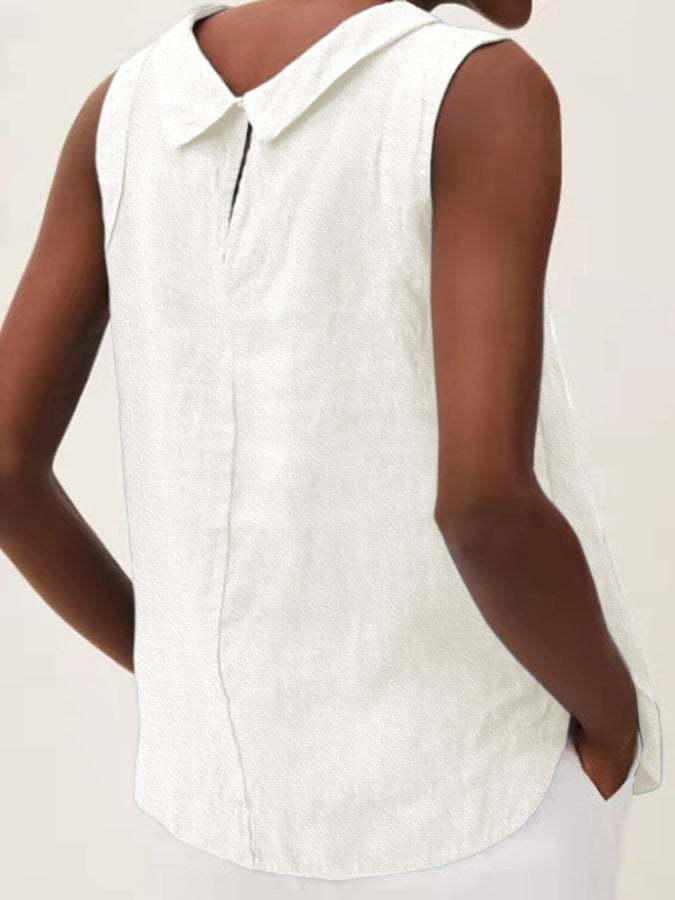 Solid Color Cotton And Linen Vest-Datalatt