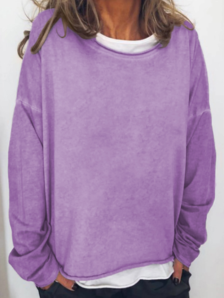 Solid Color Casual Loose Women's Sweatshirt-Datalatt