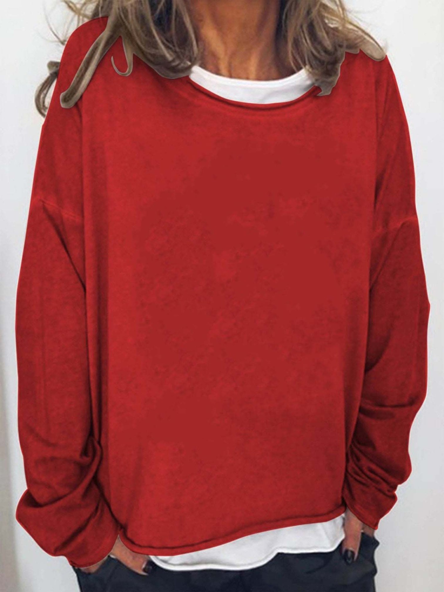 Solid Color Casual Loose Women's Sweatshirt-Datalatt