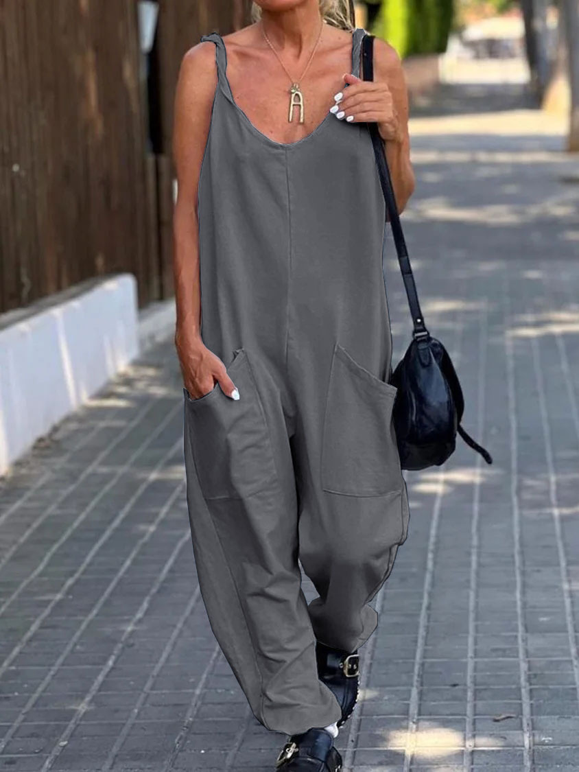 Comfortable Pocket Design Casual Jumpsuit-Datalatt