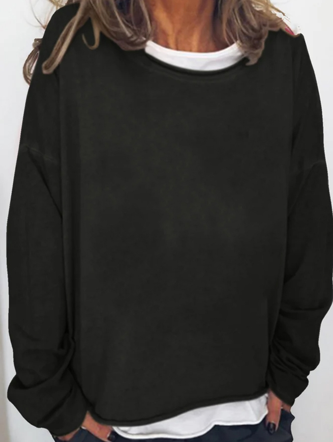 Solid Color Casual Loose Women's Sweatshirt-Datalatt