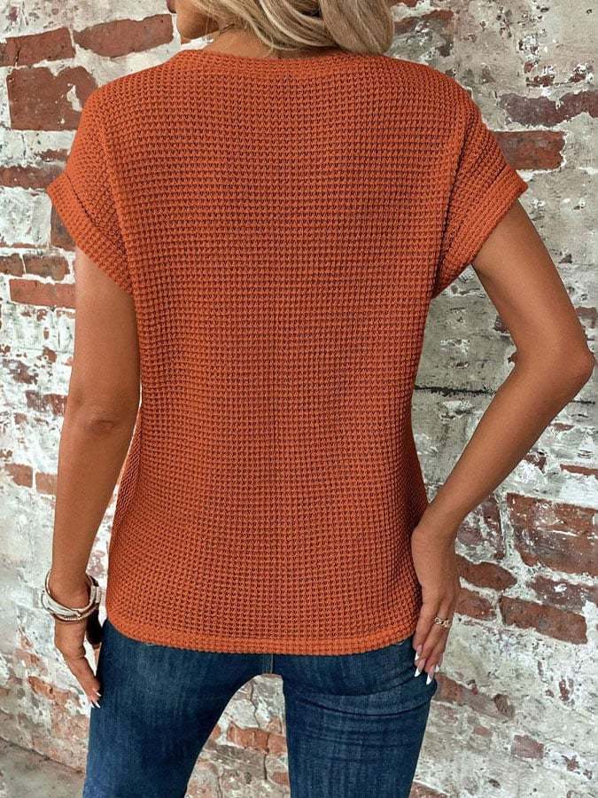 Women's Waffle Casual T-Shirt-Datalatt