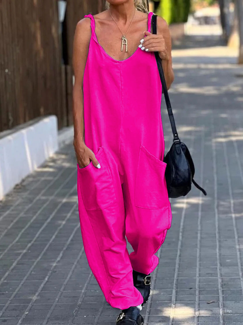 Comfortable Pocket Design Casual Jumpsuit-Datalatt