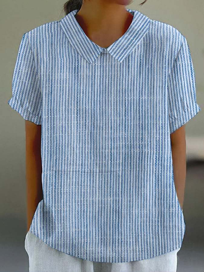 Women's Simple Striped Printed Casual Top-Datalatt