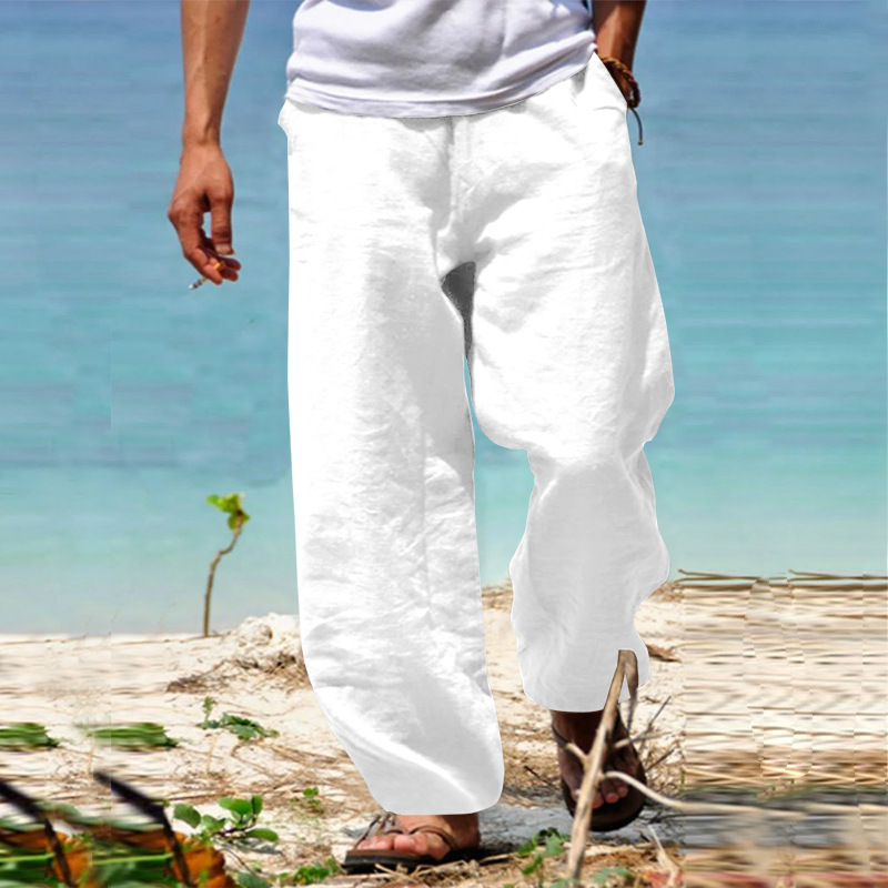 Men'S Vintage Drawstring Casual Cotton Linen Pants-Datalatt