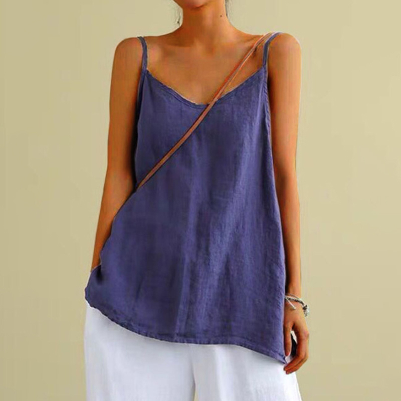 Solid Color Casual Sleeveless Tank Top-Datalatt
