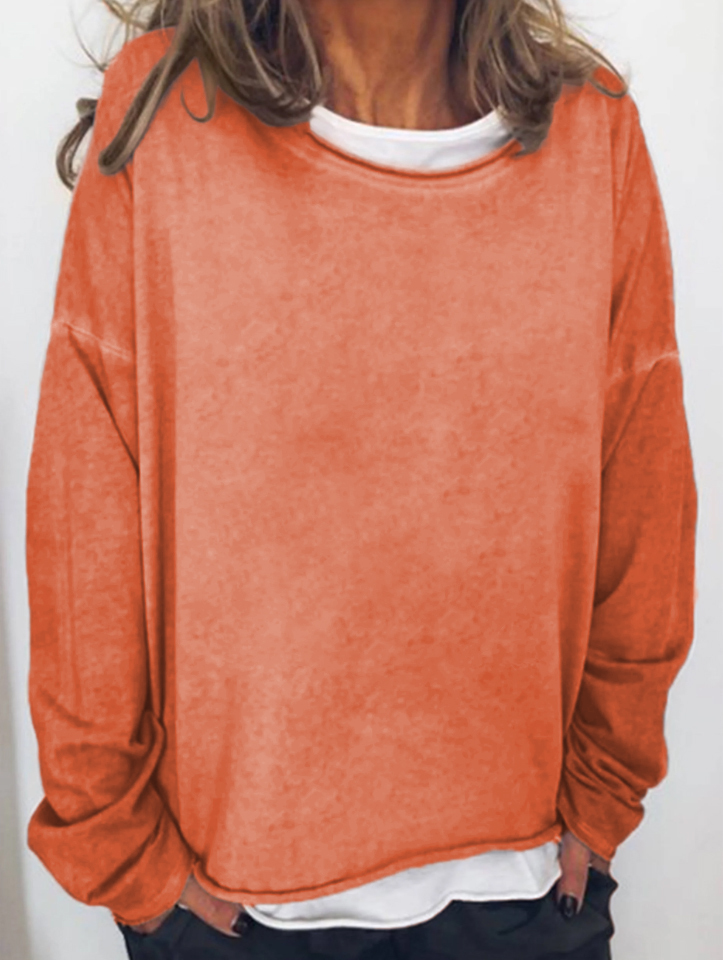 Solid Color Casual Loose Women's Sweatshirt-Datalatt