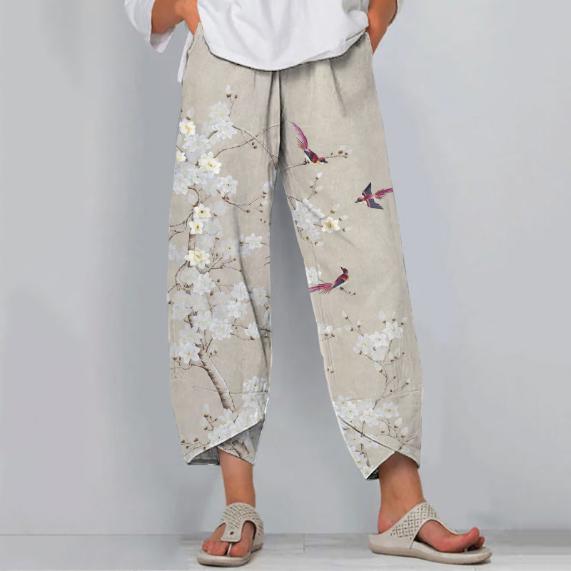 Floral Print Loose Casual Pants-Datalatt