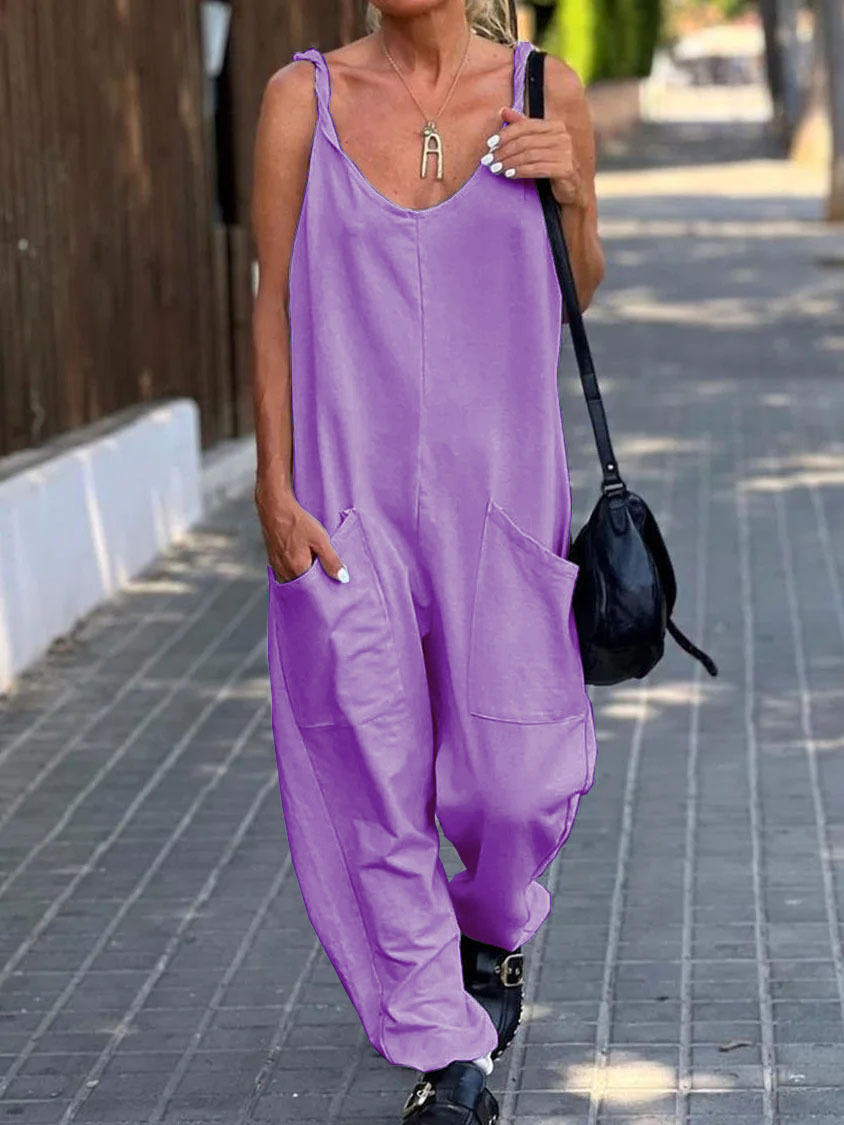 Comfortable Pocket Design Casual Jumpsuit-Datalatt