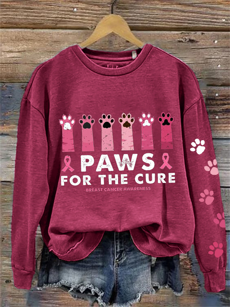 Paws For The Cure Breast Cancer Awareness Sweatshirt-Datalatt