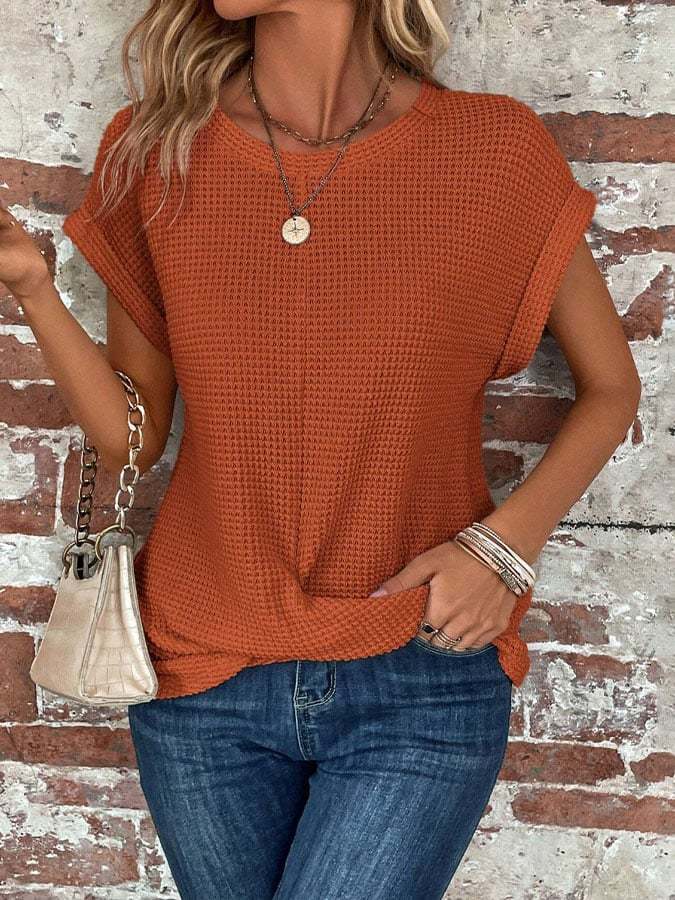 Women's Waffle Casual T-Shirt-Datalatt