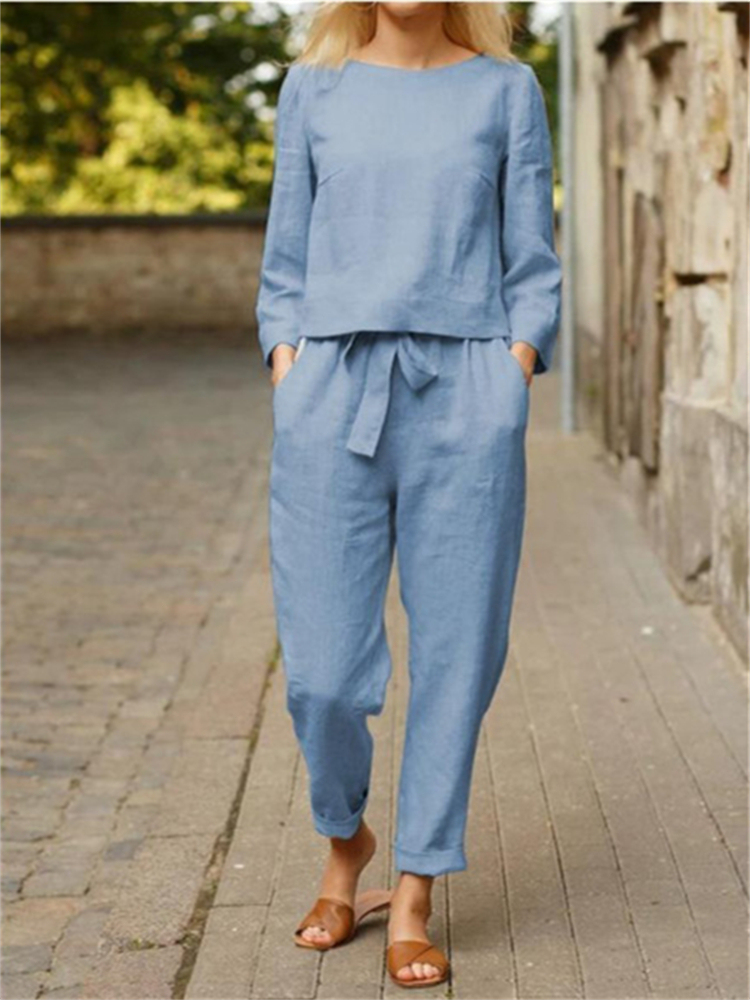 Casual Comfy Top & Pants Suit-Datalatt