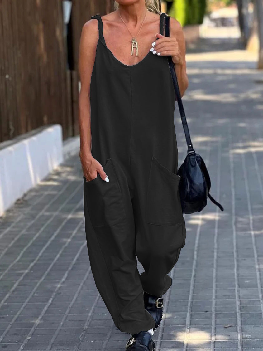 Comfortable Pocket Design Casual Jumpsuit-Datalatt