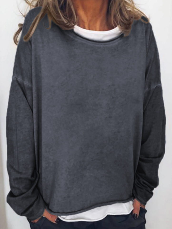 Solid Color Casual Loose Women's Sweatshirt-Datalatt