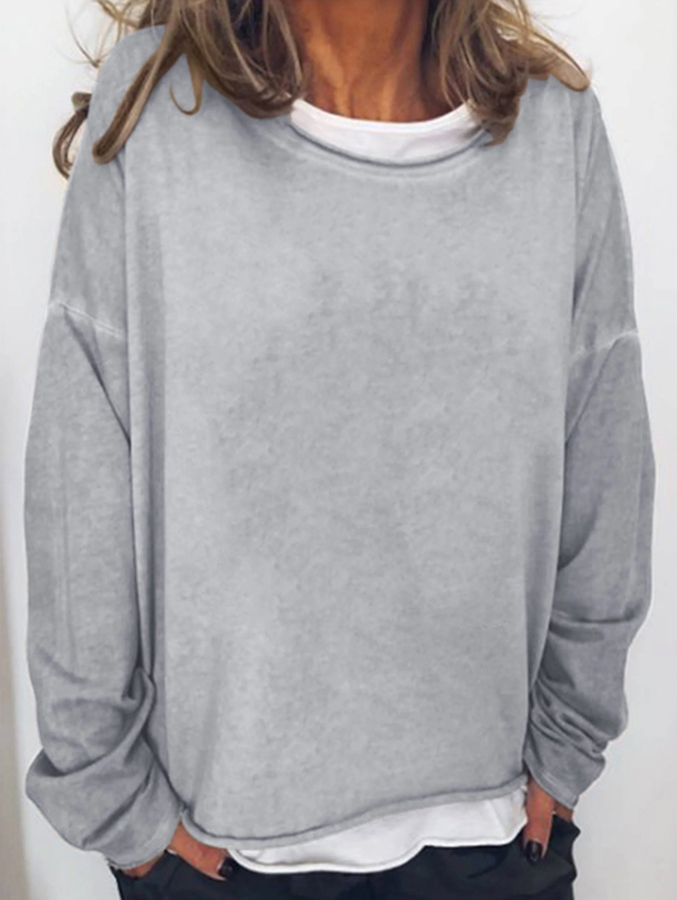 Solid Color Casual Loose Women's Sweatshirt-Datalatt