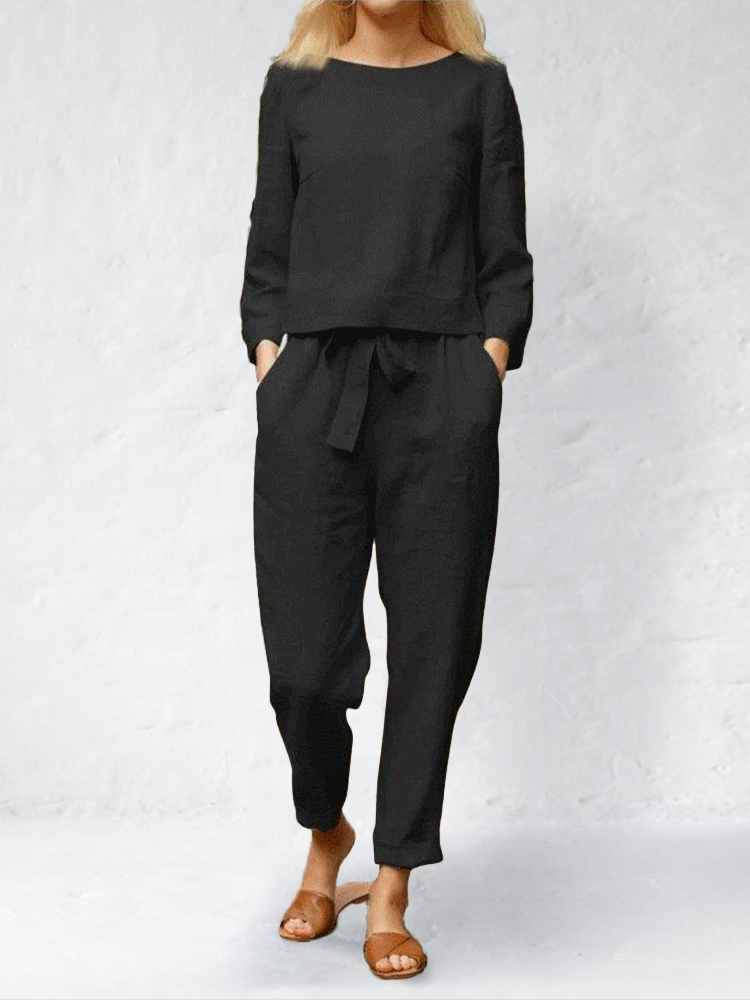 Casual Comfy Top & Pants Suit-Datalatt