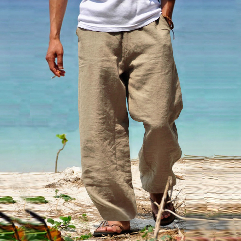 Men'S Vintage Drawstring Casual Cotton Linen Pants-Datalatt