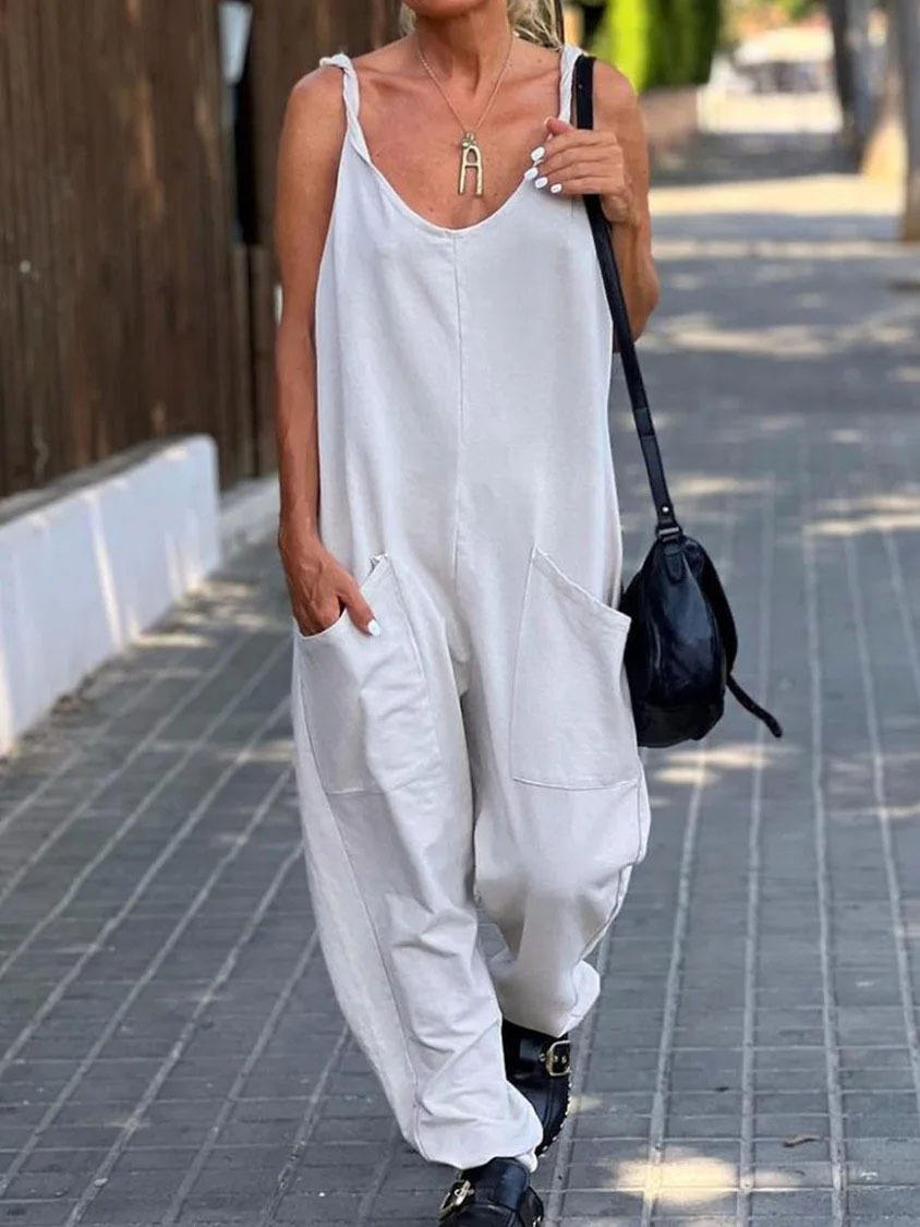 Comfortable Pocket Design Casual Jumpsuit-Datalatt