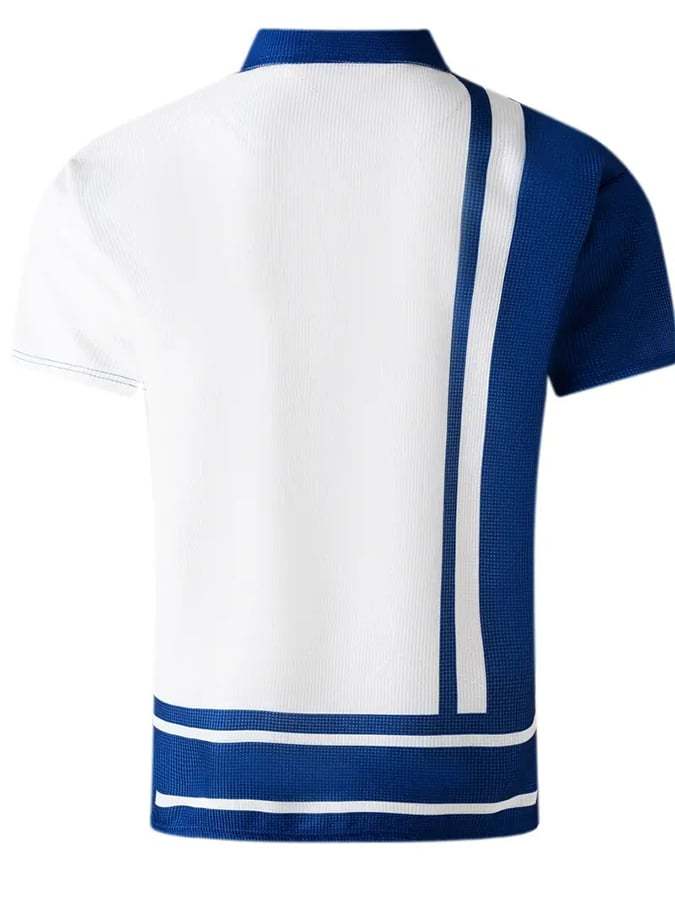 Men's Waffle Fabric Casual Golf Polo Shirt-Datalatt