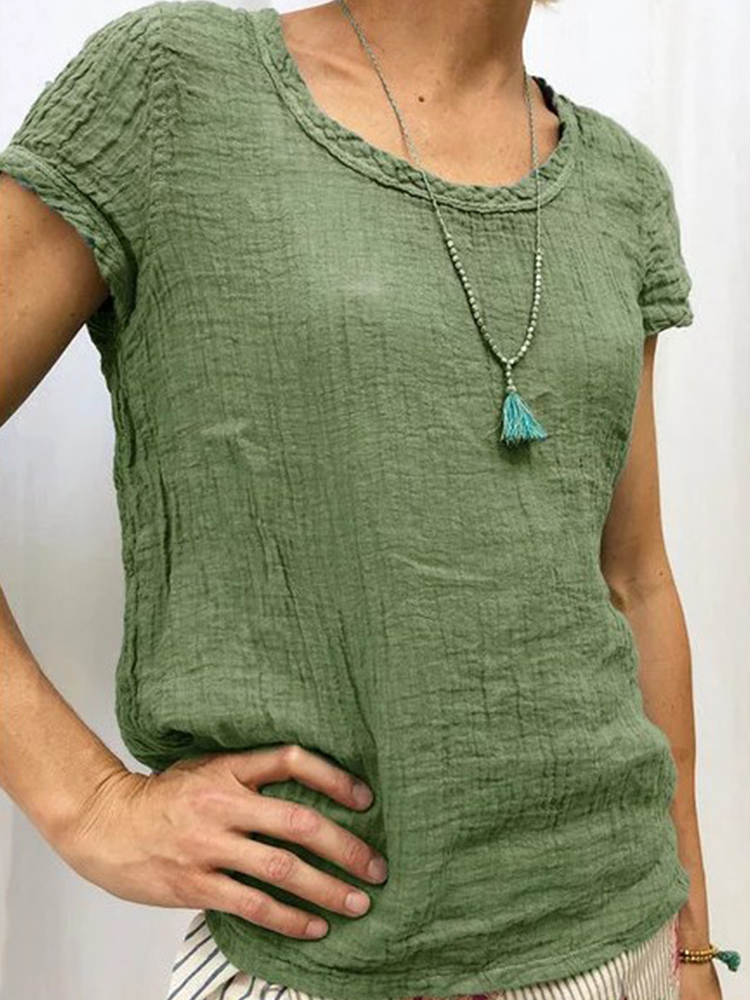 Vintage Crew Neck Casual Tee-Datalatt