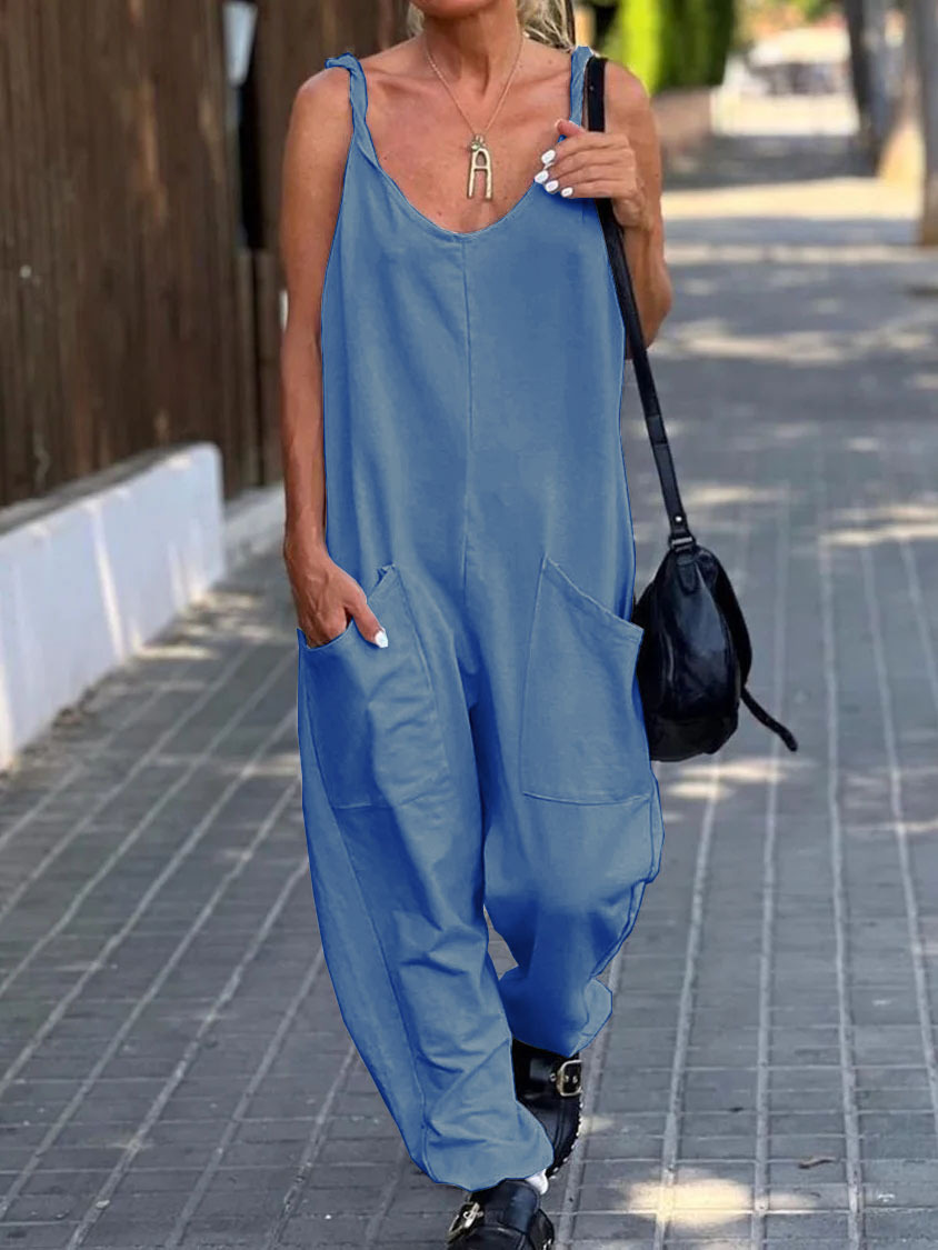 Comfortable Pocket Design Casual Jumpsuit-Datalatt