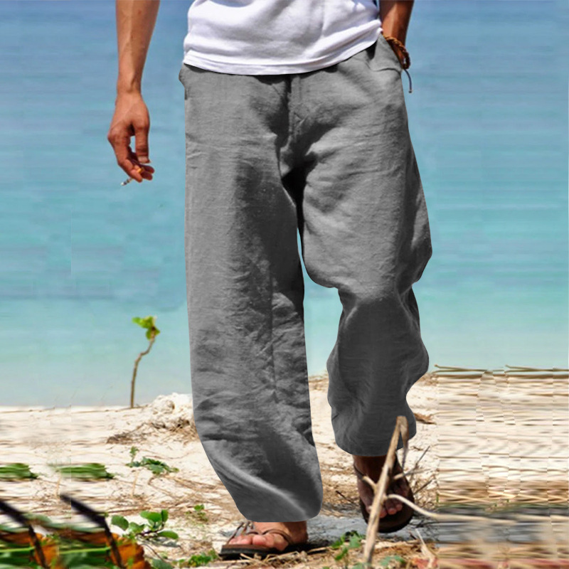 Men'S Vintage Drawstring Casual Cotton Linen Pants-Datalatt