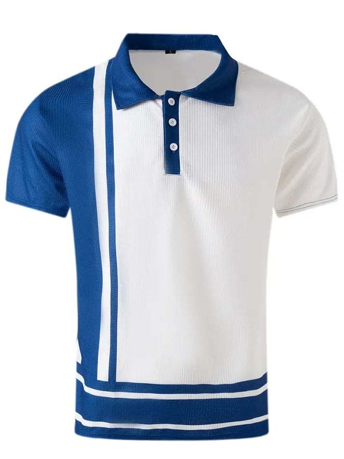 Men's Waffle Fabric Casual Golf Polo Shirt-Datalatt