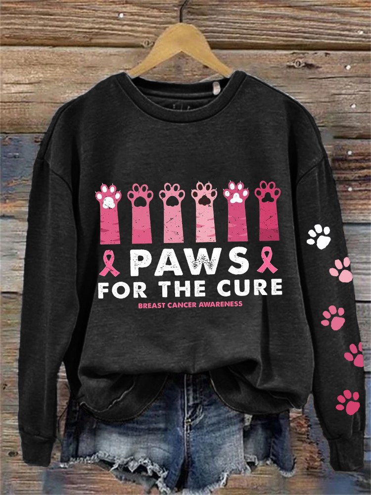 Paws For The Cure Breast Cancer Awareness Sweatshirt-Datalatt