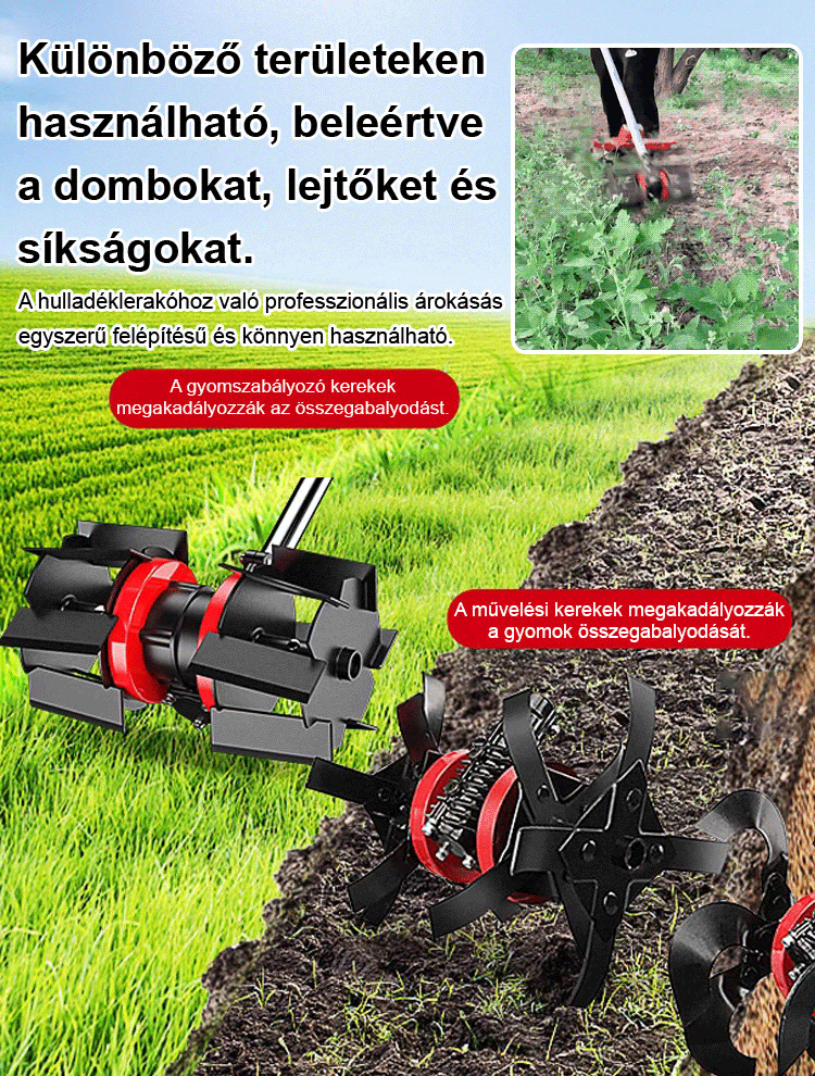 【🌱 Német Prémium Akkus Kapálógép】 Laza talaj gyomláló univerzális kerék