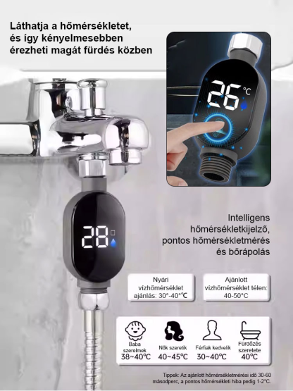 Okos, vízálló hőmérséklet-kijelző a zuhanyfejhez 💧Forradalom az otthonodban: Meleg víz villany és gáz nélkül!