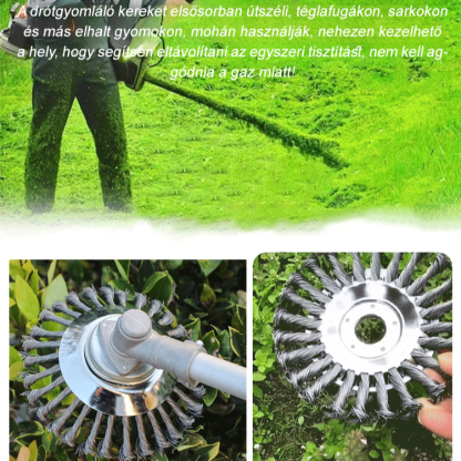 Drótos gyomirtó kerék fűnyírófej