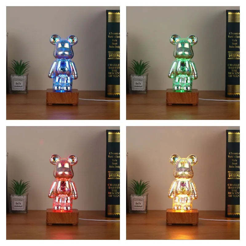 Enchanted Bear 3D Colorful Dimming Fireworks Glass lamp