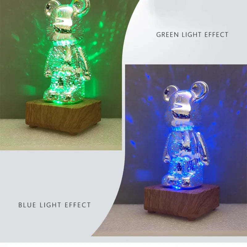 Enchanted Bear 3D Colorful Dimming Fireworks Glass lamp