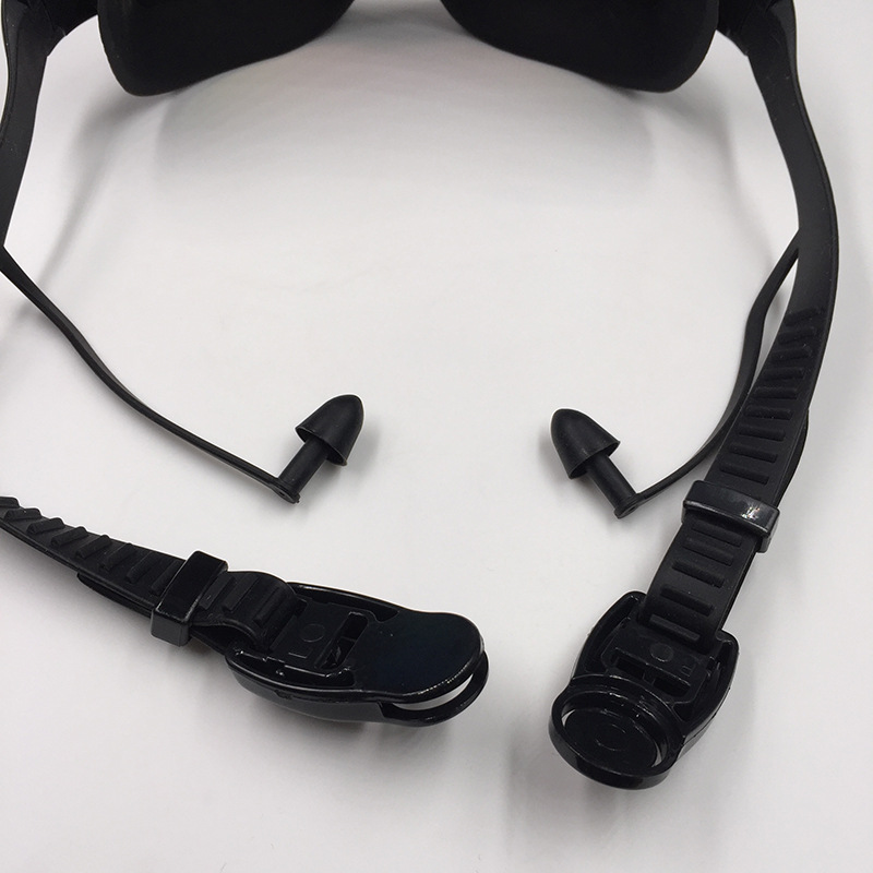 Electroplating large frame waterproof and fog-proof swimming goggles (with integrated earplugs)