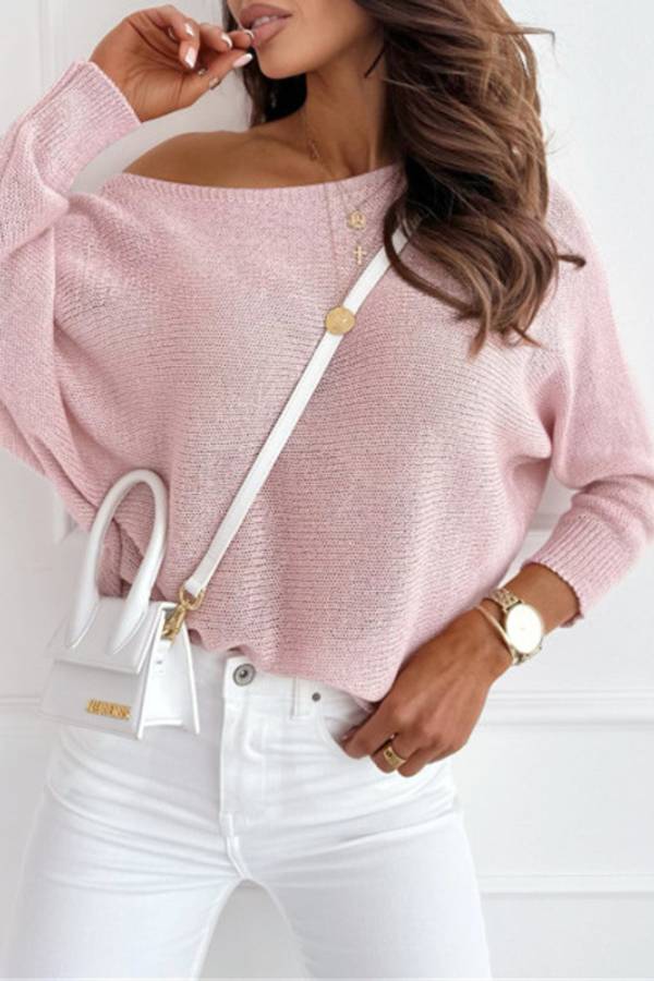 Off-the-Shoulder Loose and Relaxed Knit Sweater