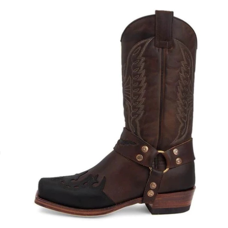 Eagle Embroidery Velvet Nose Cowgirl Cowboy Boots